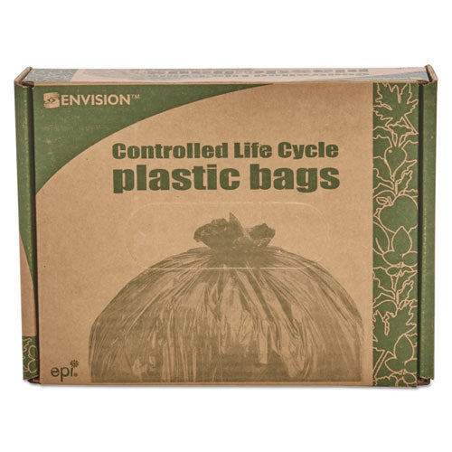 Controlled Life-cycle Plastic Trash Bags, 33 Gal, 1.1 Mil, 33" X 40", Green, 40/box