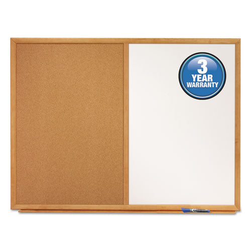 Bulletin/dry-erase Board, Melamine/cork, 48 X 36, White/brown Surface, Oak Finish Frame