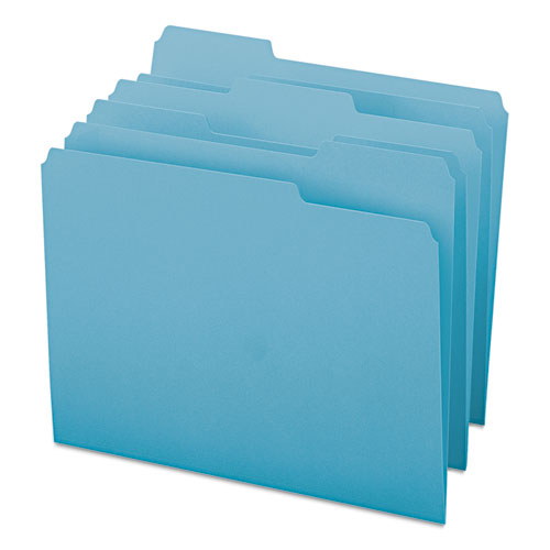 Colored File Folders, 1/3-cut Tabs: Assorted, Letter Size, 0.75" Expansion, Teal, 100/box