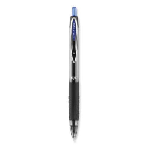 Signo 207 Needle Point Gel Pen, Retractable, Medium 0.7 Mm, Blue Ink, Black Barrel, Dozen