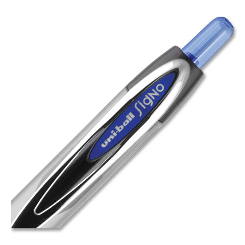 Signo 207 Needle Point Gel Pen, Retractable, Medium 0.7 Mm, Blue Ink, Black Barrel, Dozen