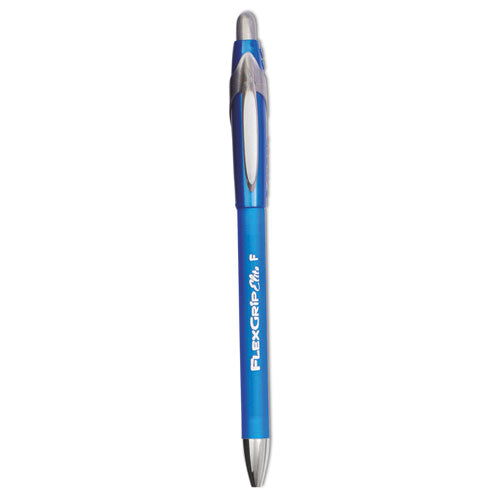 Flexgrip Elite Ballpoint Pen, Retractable, Medium 1 Mm, Blue Ink, Blue Barrel, Dozen