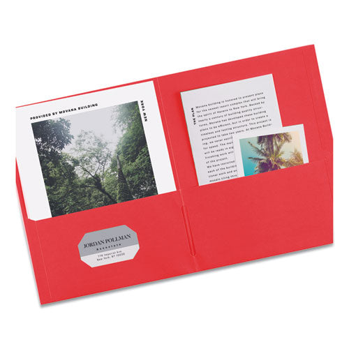 Two-pocket Folder, 40-sheet Capacity, 11 X 8.5, Red, 25/box