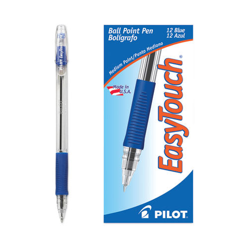 Easytouch Ballpoint Pen, Stick, Medium 1 Mm, Blue Ink, Clear Barrel, Dozen