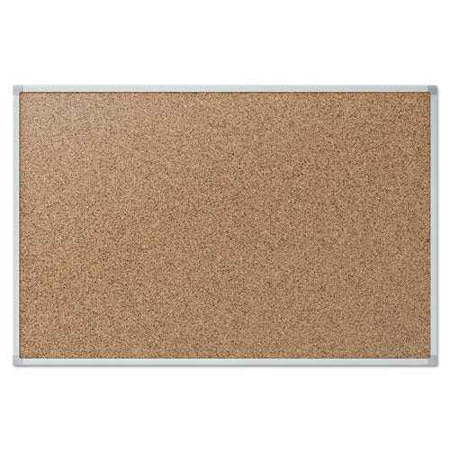 Economy Cork Board With Aluminum Frame, 24 X 18, Natural Surface, Silver Aluminum Frame