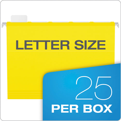 Ready-tab Colored Reinforced Hanging Folders, Letter Size, 1/5-cut Tabs, Yellow, 25/box