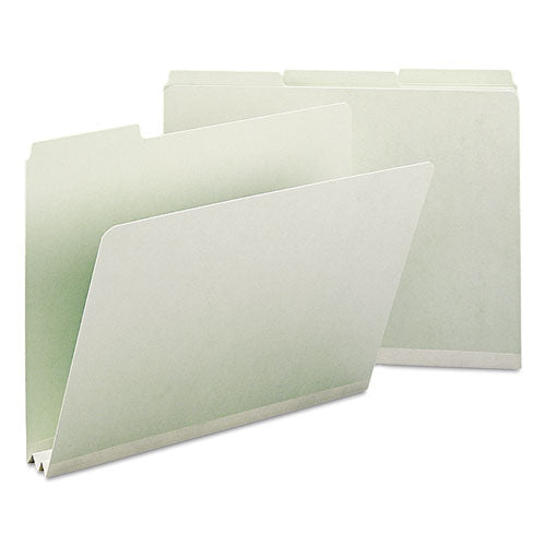 Expanding Recycled Heavy Pressboard Folders, 1/3-cut Tabs: Assorted, Letter Size, 2" Expansion, Gray-green, 25/box