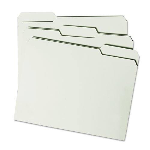 Expanding Recycled Heavy Pressboard Folders, 1/3-cut Tabs: Assorted, Letter Size, 2" Expansion, Gray-green, 25/box