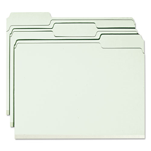 Expanding Recycled Heavy Pressboard Folders, 1/3-cut Tabs: Assorted, Letter Size, 2" Expansion, Gray-green, 25/box