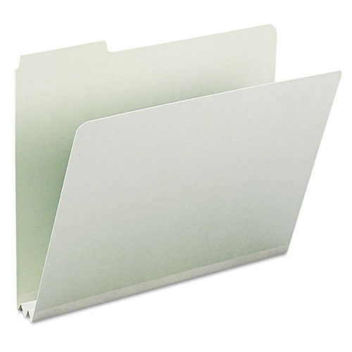 Expanding Recycled Heavy Pressboard Folders, 1/3-cut Tabs: Assorted, Letter Size, 2" Expansion, Gray-green, 25/box