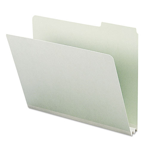 Expanding Recycled Heavy Pressboard Folders, 1/3-cut Tabs: Assorted, Letter Size, 2" Expansion, Gray-green, 25/box