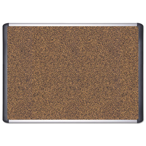 Tech Cork Board, 36 X 24, Tan Surface, Silver/black Aluminum Frame