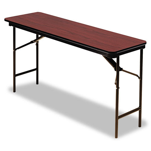 Officeworks Commercial Wood-laminate Folding Table, Rectangular Top, 72w X 18d X 29h, Mahogany