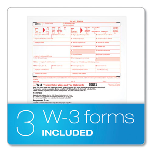 W-2 Tax Form For Inkjet/laser Printers, Fiscal Year: 2022, Four-part Carbonless, 8.5 X 5.5, 2 Forms/sheet, 50 Forms Total