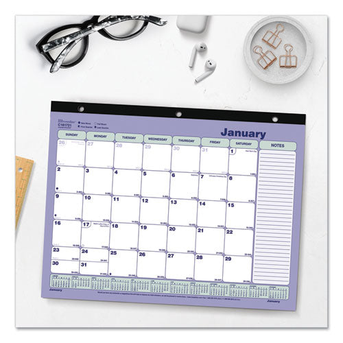 Monthly Desk Pad Calendar, 11 X 8.5, White/blue/green Sheets, Black Binding, 12-month (jan To Dec): 2023