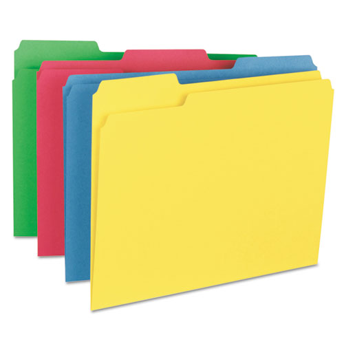 Colored File Folders, 1/3-cut Tabs: Assorted, Letter Size, 0.75" Expansion, White, 100/box
