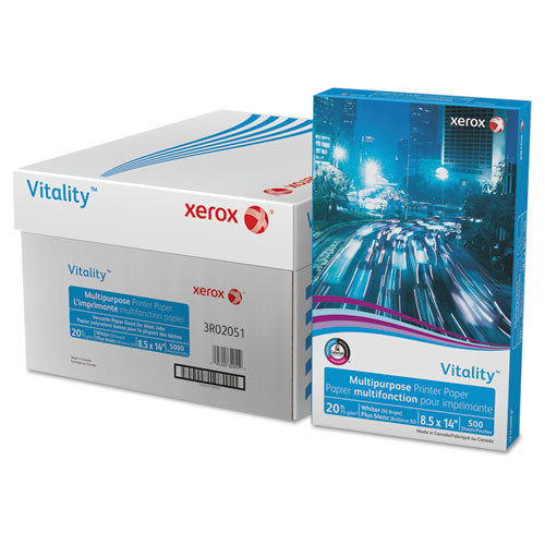 Xerox™ Vitality Multipurpose Print Paper 92 Bright 20 Lb Bond Weight 8.5x14 White 500 Sheets/ream 10 Reams/Case