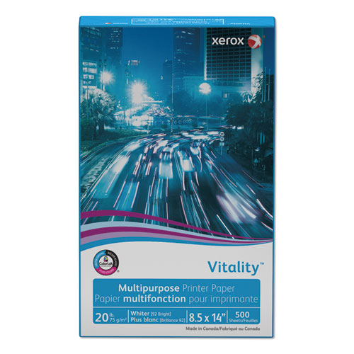 Xerox™ Vitality Multipurpose Print Paper 92 Bright 20 Lb Bond Weight 8.5x14 White 500 Sheets/ream 10 Reams/Case