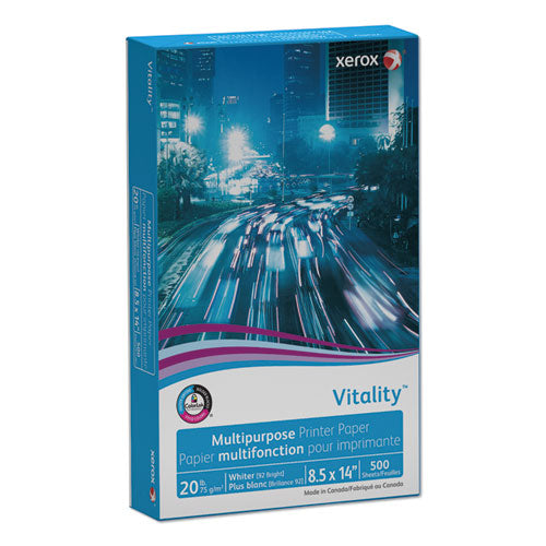 Xerox™ Vitality Multipurpose Print Paper 92 Bright 20 Lb Bond Weight 8.5x14 White 500 Sheets/ream 10 Reams/Case