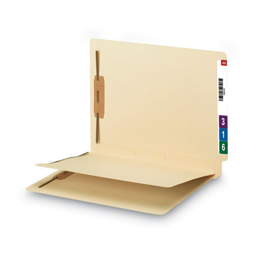 Fastener Folder With Divider, 0.75" Expansion, 1 Divider, 4 Fasteners, Letter Size, Manila Exterior, 50/box