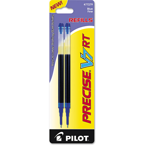 Refill For Pilot Precise V7 Rt Rolling Ball, Fine Conical Tip, Blue Ink, 2/pack