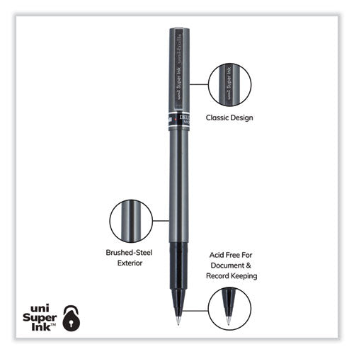 Deluxe Roller Ball Pen, Stick, Micro 0.5 Mm, Black Ink, Metallic Gray Barrel, Dozen