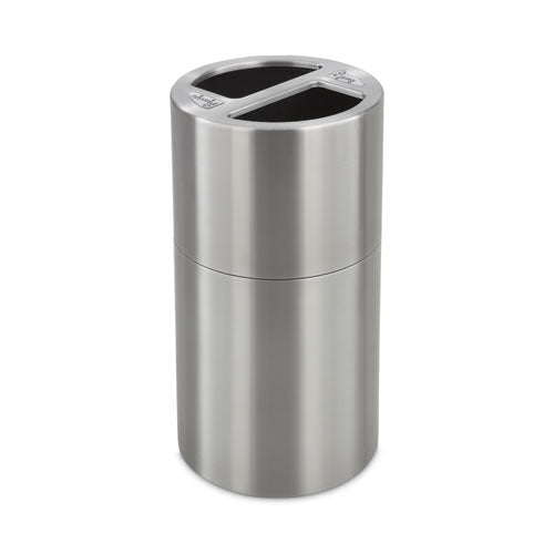 Dual Recycling Receptacle, 30 Gal, Steel, Stainless Steel