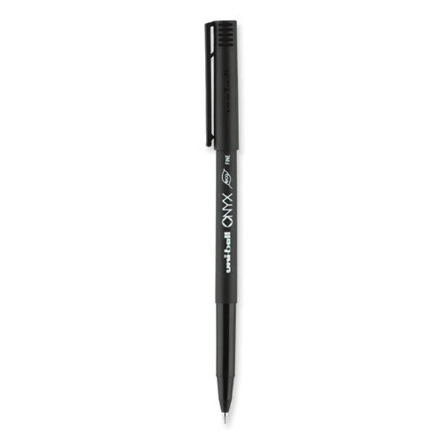 Onyx Roller Ball Pen, Stick, Fine 0.7 Mm, Black Ink, Black Matte Barrel, Dozen