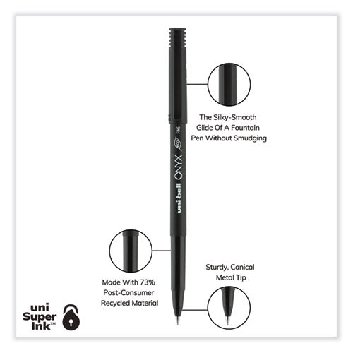 Onyx Roller Ball Pen, Stick, Fine 0.7 Mm, Black Ink, Black Matte Barrel, Dozen