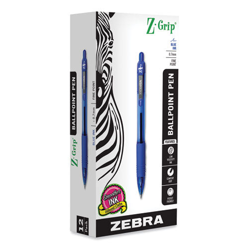 Z-grip Ballpoint Pen, Retractable, Medium 0.7 Mm, Blue Ink, Blue Tinted Barrel, 12/pack