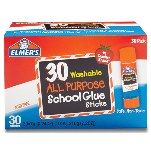 Washable School Glue Sticks, 0.24 Oz, Applies And Dries Clear, 60/box