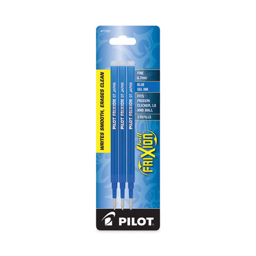 Refill For Pilot Frixion Erasable, Frixion Ball, Frixion Clicker And Frixion Lx Gel Ink Pens, Fine Tip, Blue Ink, 3/pack