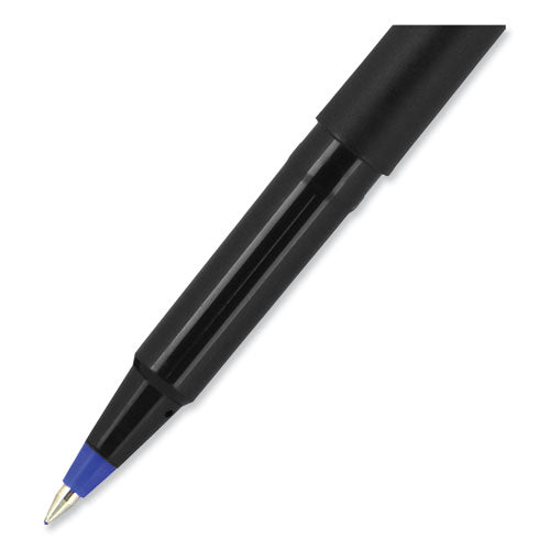 Roller Ball Pen, Stick, Micro 0.5 Mm, Blue Ink, Black Matte Barrel, Dozen