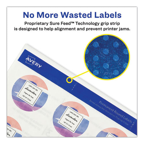 Round Print-to-the Edge Labels With Sure Feed And Easy Peel, 2" Dia, Glossy Clear, 120/pk