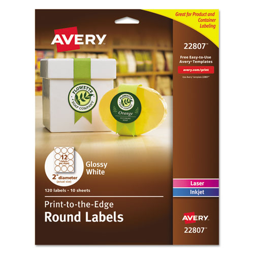 Round Print-to-the Edge Labels With Sure Feed And Easy Peel, 2" Dia, Glossy Clear, 120/pk