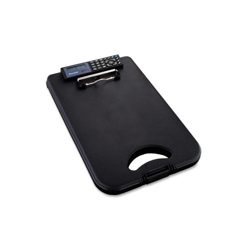 Deskmate Ii With Calculator, 0.5" Clip Capacity, Holds 8.5 X 11 Sheets, Black