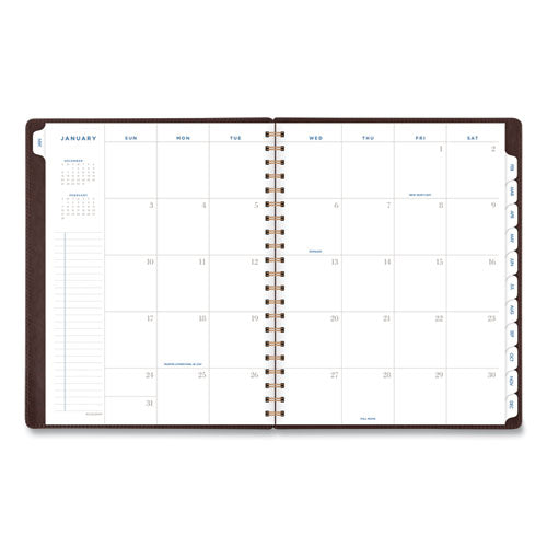 Signature Collection Distressed Brown Weekly Monthly Planner, 11 X 8.5, Brown Cover, 13-month (jan To Jan): 2023 To 2024