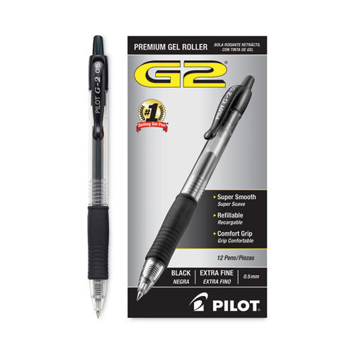 G2 Premium Gel Pen, Retractable, Extra-fine 0.5 Mm, Black Ink, Smoke Barrel, Dozen