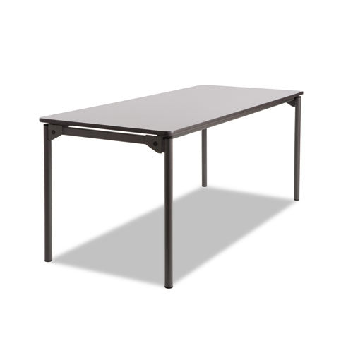 Maxx Legroom Wood Folding Table, Rectangular Top, 72w X 30d X 29.5h, Gray/charcoal