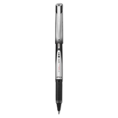 Vball Grip Liquid Ink Roller Ball Pen, Stick, Extra-fine 0.5 Mm, Black Ink, Black/white Barrel, Dozen
