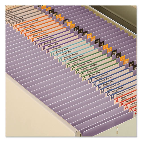 Reinforced Top Tab Colored File Folders, Straight Tabs, Letter Size, 0.75" Expansion, Lavender, 100/box