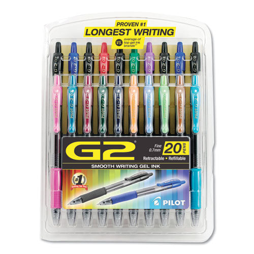 G2 Premium Gel Pen, Retractable, Fine 0.7 Mm, Assorted Ink And Barrel Colors, 20/pack