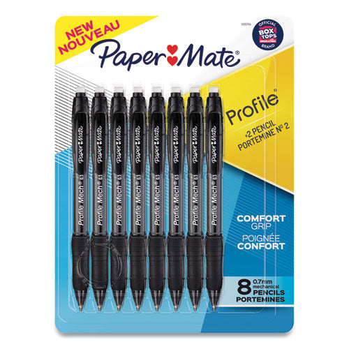 Profile Mechanical Pencils, 0.7 Mm, Hb (#2), Black Lead, Black Barrel, Dozen