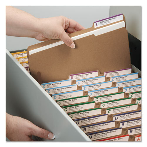 Top Tab Fastener Folders, 1/3-cut Tabs: Assorted, 0.75" Expansion, 2 Fasteners, Letter Size, Kraft Exterior, 50/box