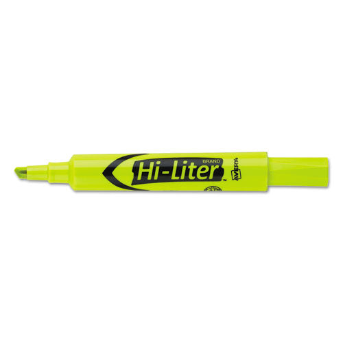 Hi-liter Desk-style Highlighters, Fluorescent Yellow Ink, Chisel Tip, Yellow/black Barrel, Dozen