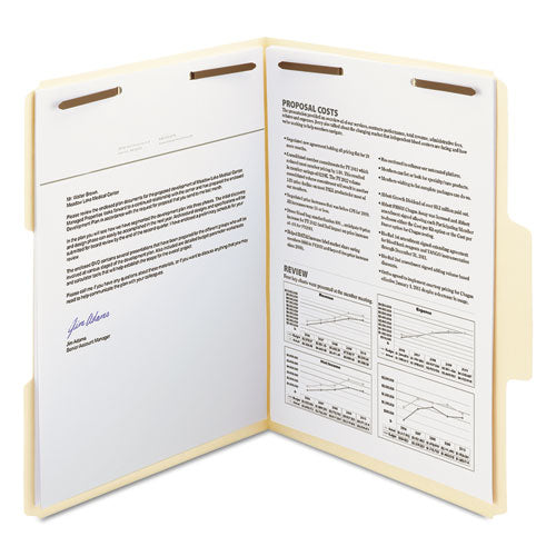 Supertab Reinforced Guide Height Fastener Folders, 11-pt Manila, 0.75" Expansion, 2 Fasteners, Letter Size, Manila, 50/box