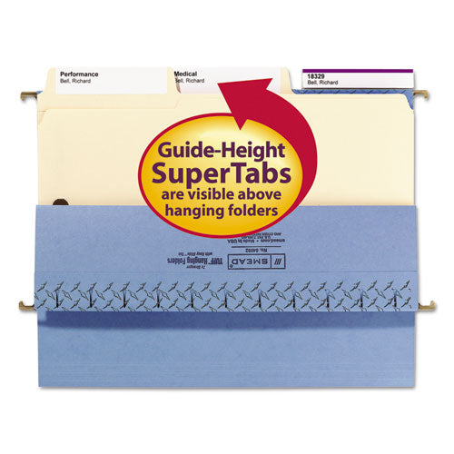 Supertab Reinforced Guide Height Fastener Folders, 11-pt Manila, 0.75" Expansion, 2 Fasteners, Letter Size, Manila, 50/box