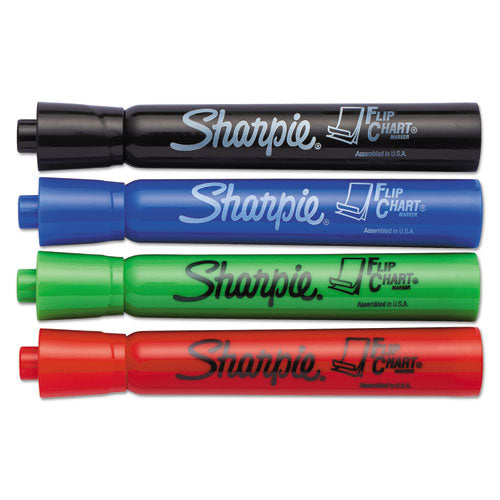 Flip Chart Marker, Broad Bullet Tip, Assorted Colors, 4/set