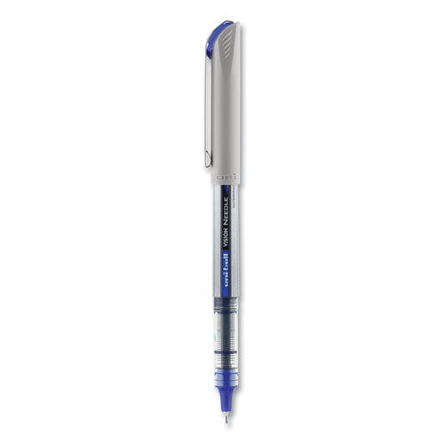 Vision Needle Roller Ball Pen, Stick, Fine 0.7 Mm, Blue Ink, Silver Barrel, Dozen
