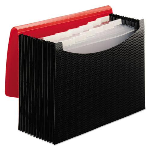 12-pocket Poly Expanding File, 0.88" Expansion, 12 Sections, Cord/hook Closure, 1/6-cut Tabs, Letter Size, Black/blue